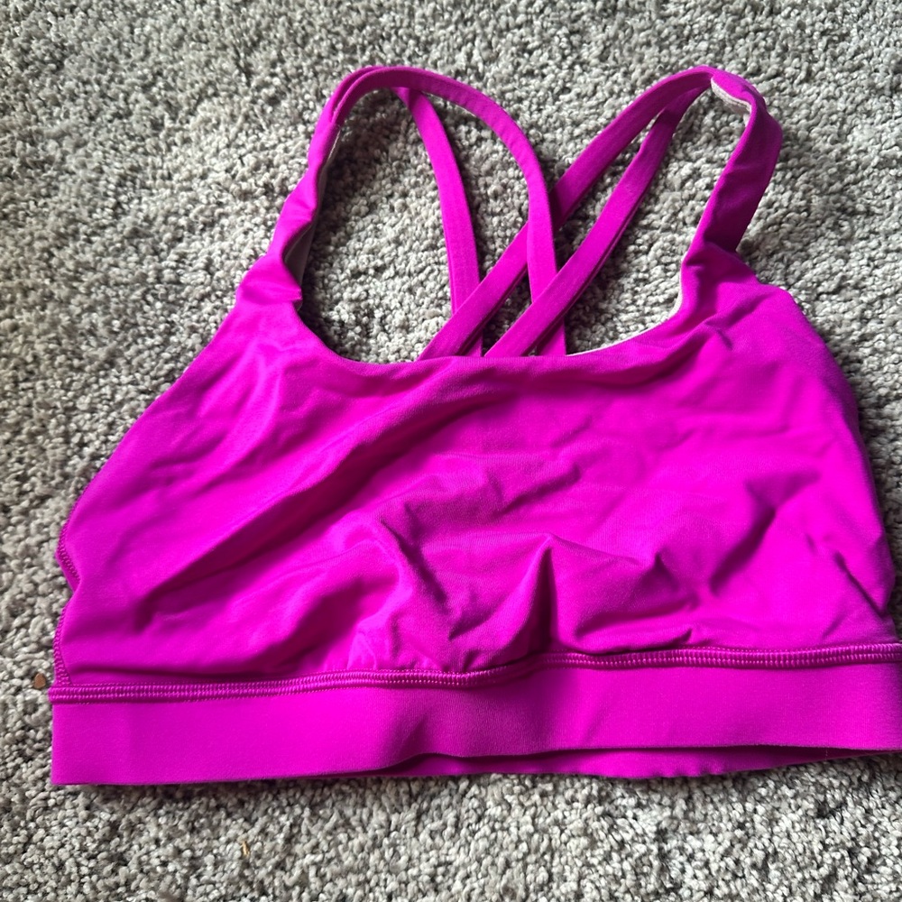 Lululemon Pink Sports Bra with Crisscross Straps